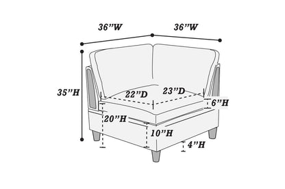 Contemporary Living Room Furniture 6pc Modular Sectional Sofa Set Steel Dorris Fabric Couch 3x Wedges 2x Armless Chair And 1x Ottomans