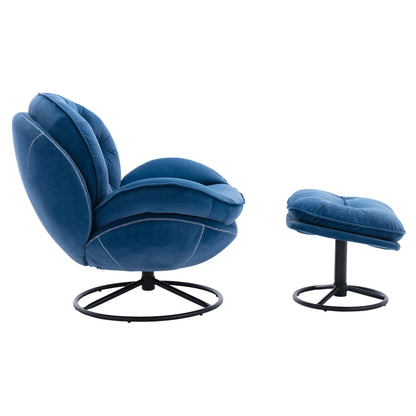 Accent chair TV Chair Living room Chair with Ottoman-Blue