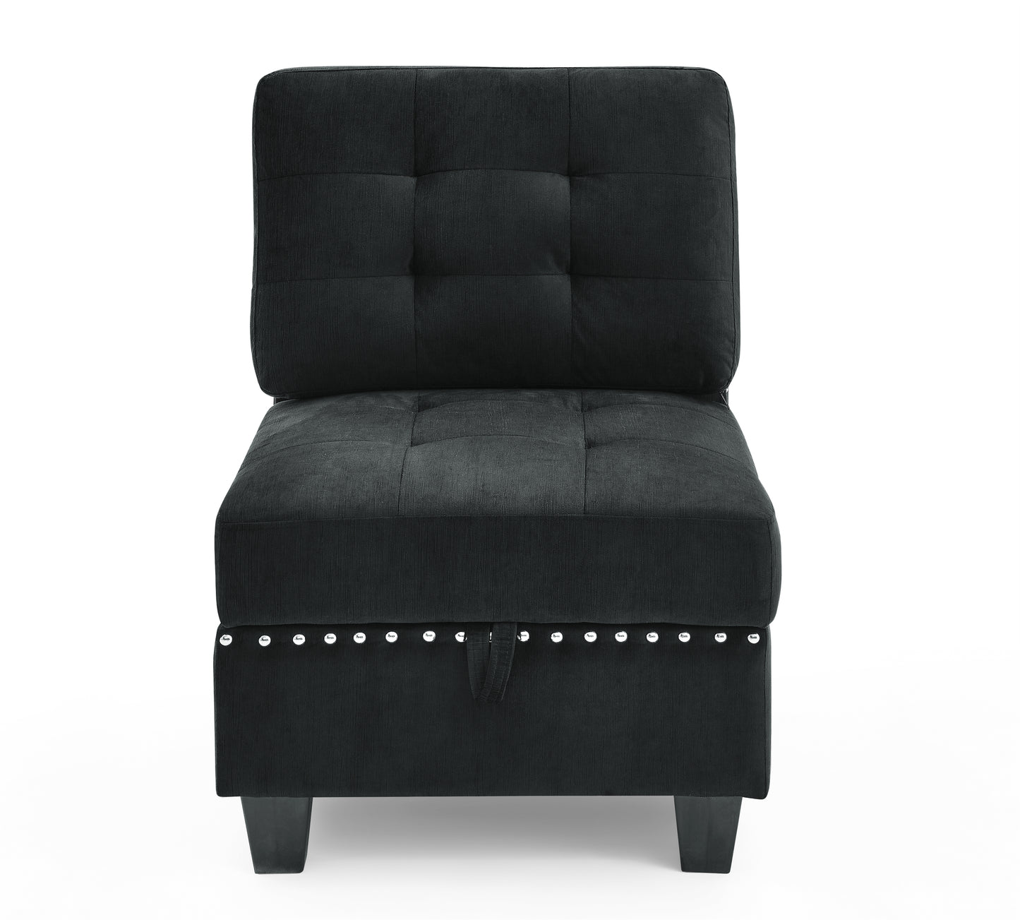 L shape Modular Sectional Sofa,DIY Combination,includes Three Single Chair and Three Corner,Black Velvet.