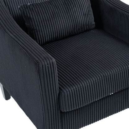 Modern Accent Chair,Upholstered Armchair with Scooped Arms for Bedroom,Apartment,Studio,Office,Waiting Room(Black Corduroy)