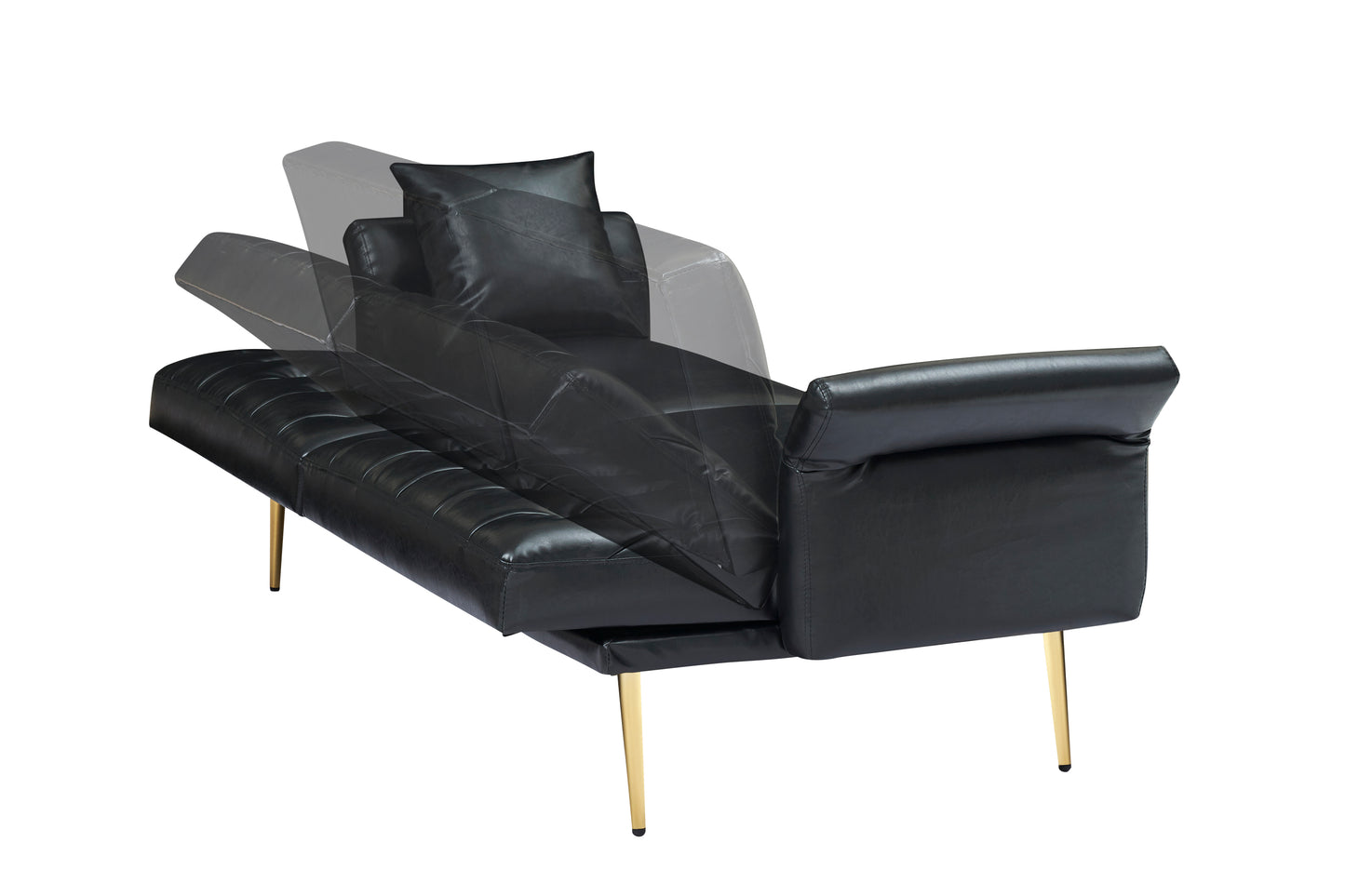 67.71 Inch Faux leather sofa bed with adjustment armres