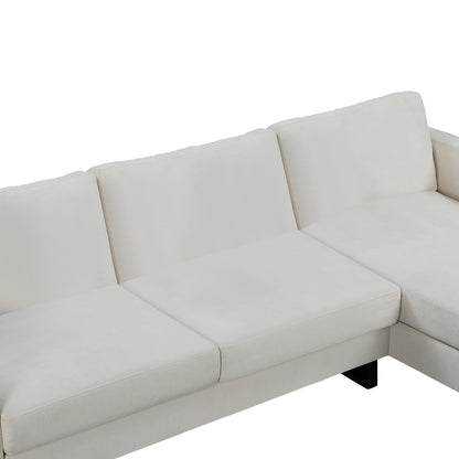 SOFA The best choice products upholstered sectional sofa for families, apartments, dormitories, award rooms, compact space with chaise longue, 3 seats, L-shaped design, off-white