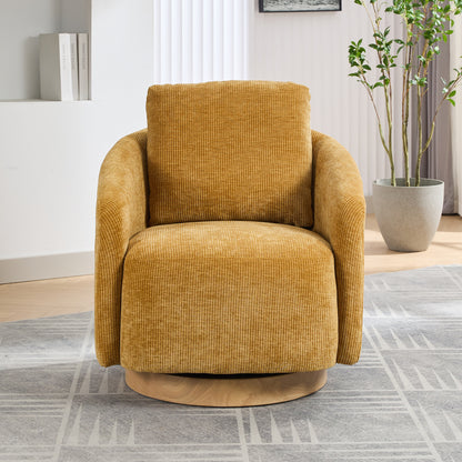 30.3"W Swivel Accent Barrel Chair and Comfy Round Accent Single Sofa Chair, 360 Degree Club Chair, Lounge Armchair for Living Room Bedroom Nursery.Mustard