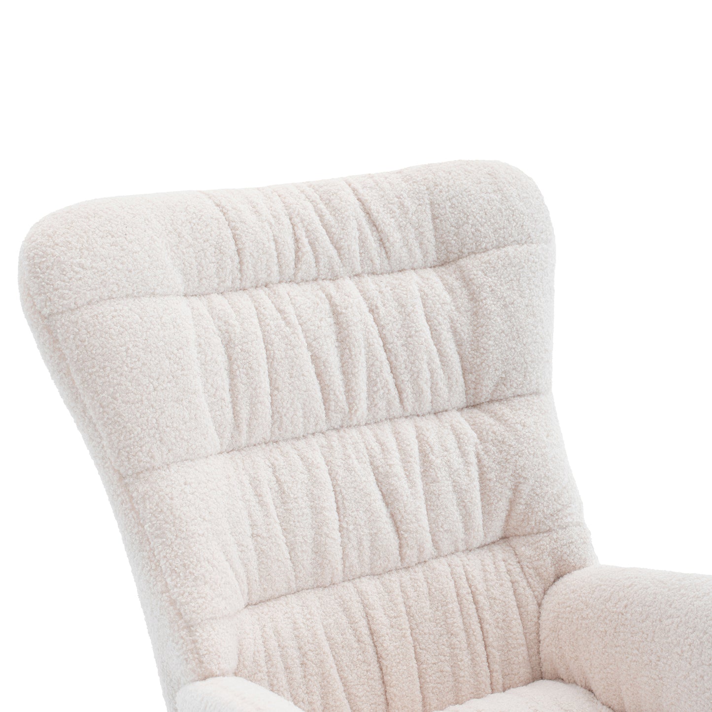 Rocking Chair, Teddy Upholstered Glider Rocker, Rocking Accent Chair with High Backrest, Comfy Rocking Accent Armchair for Living Room, Bedroom, Offices, WHITE