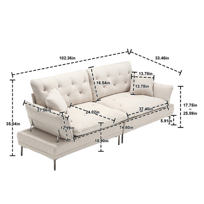 Linen Sofa, Accent sofa loveseat sofa with metal feet