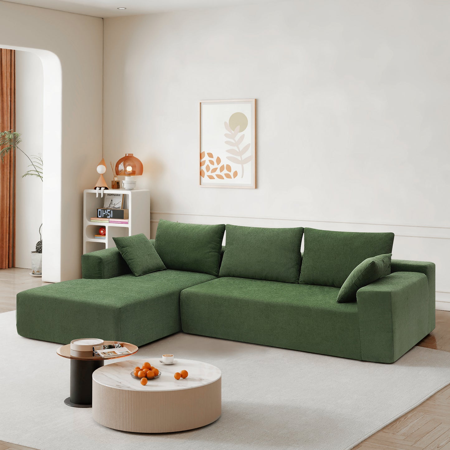 109*68" Modular Sectional Living Room Sofa Set, Modern Minimalist Style Couch, Upholstered Sleeper Sofa for Living Room, Bedroom, Salon, 2 PC Free Combination, L-Shape, Green