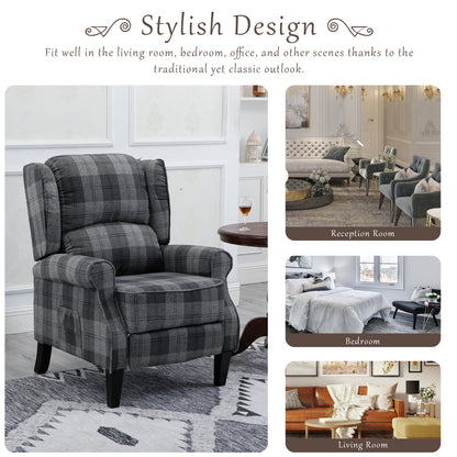 Armchair Sofa Comfortable Upholstered leisure chair / Recliner Chair for Living Room(Grey Check)