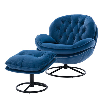 Accent chair TV Chair Living room Chair with Ottoman-Blue