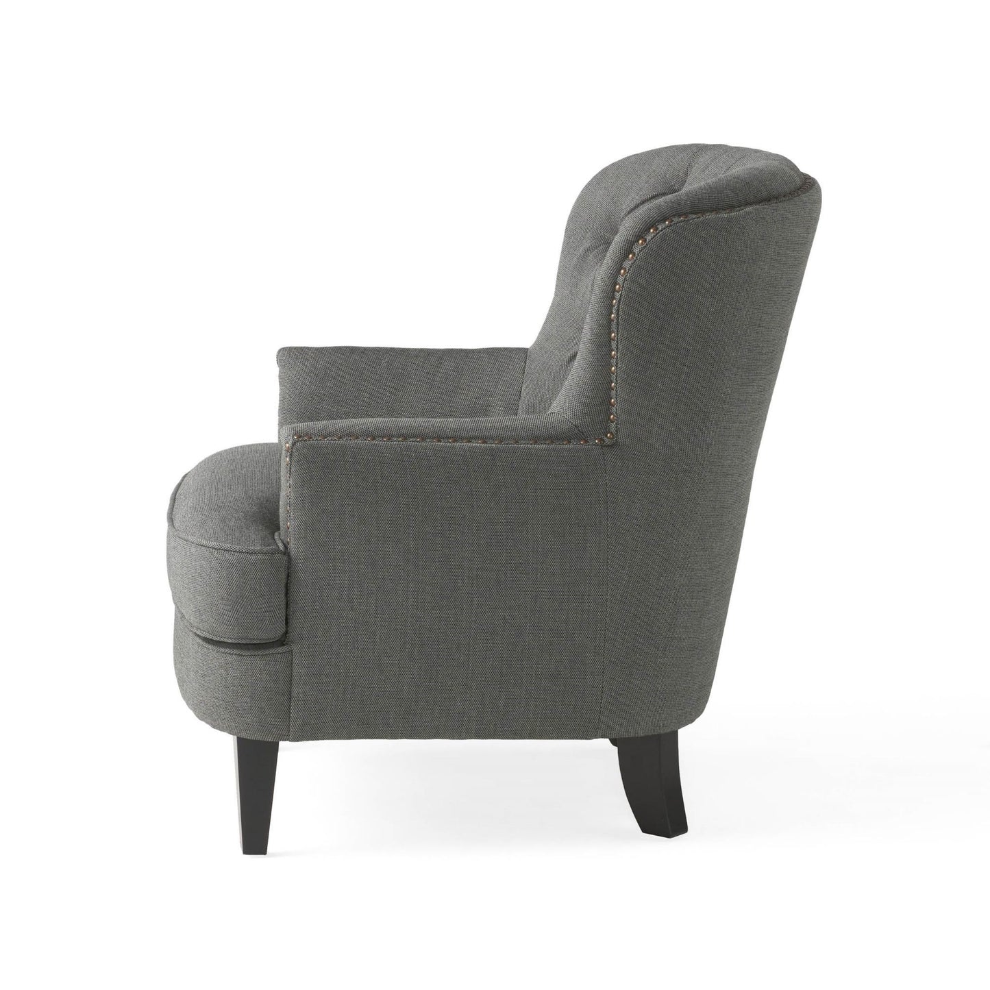 Contemporary Grey Fabric Club Chair and Ottoman Set, Stylish Upholstered Armchair with Matching Ottoman, Ideal for Modern Living Room Comfort and Style