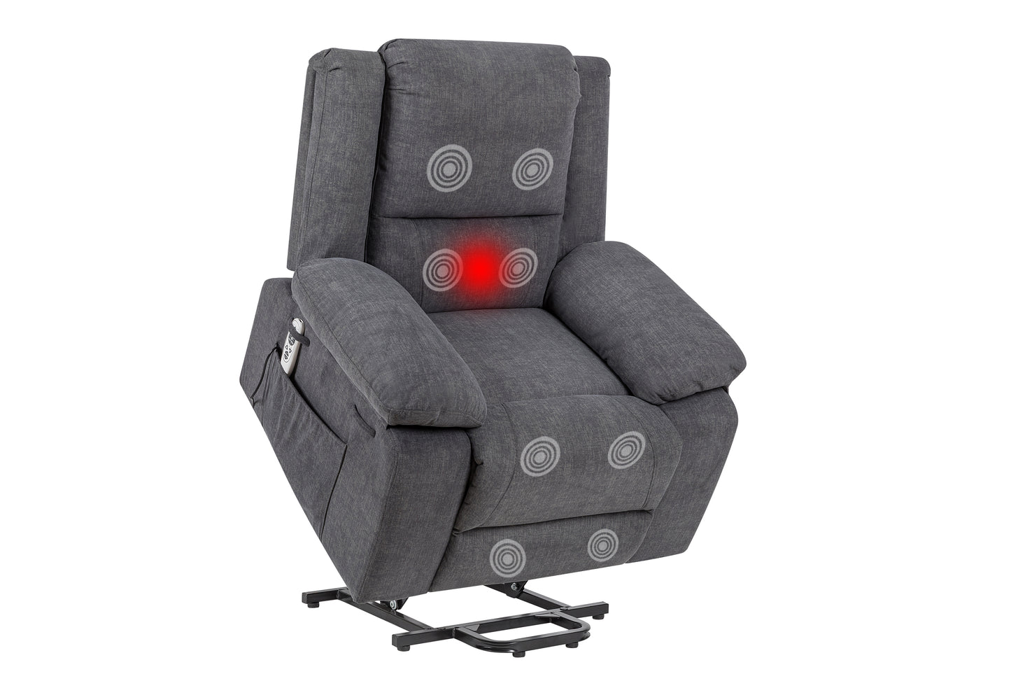 Electric Power Recliner Chair With Massage For Elderly,Remote Control Multi-function Lifting, Timing, Cushion Heating Chair With Side Pocket Dark Grey