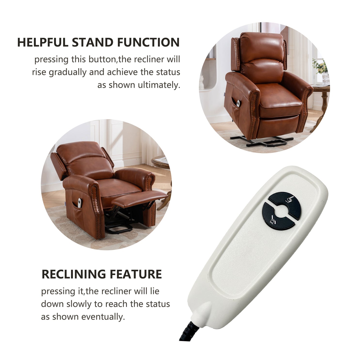 Lift Recliner Chair, Electric Power Lift Recliner Chair for Elderly, (Caramel)