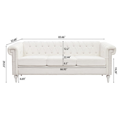 83.66 Inch Width Traditional Square Arm removable cushion 3 seater Sofa