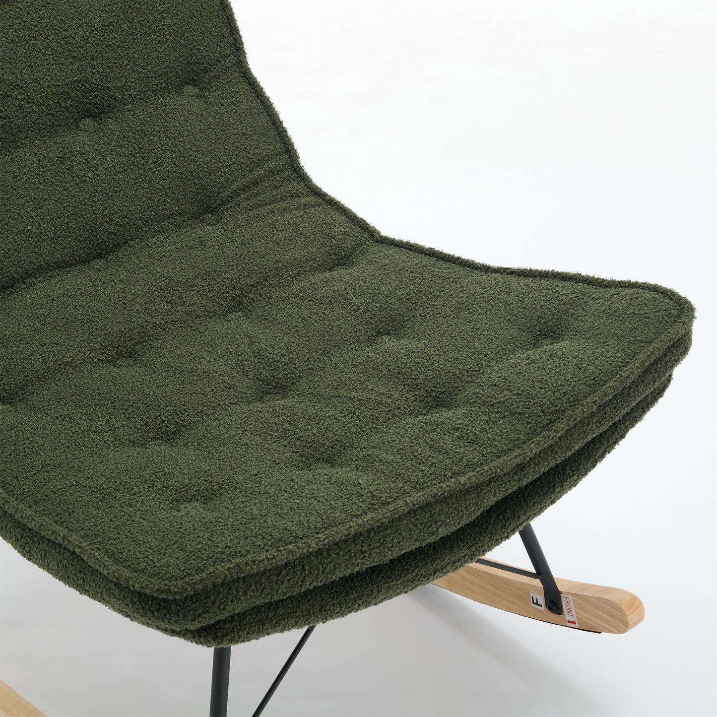 Lazy Rocking Chair,Comfortable Lounge Chair with Wide Backrest and Seat Wood Base, Upholstered Armless Rocker Chair for Living room, Balcony,Bedroom and Patio Porch. (DARK GREEN)