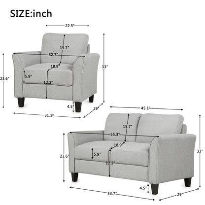 Living Room Furniture Armrest Single Sofa  and Loveseat Sofa (Light Gray)