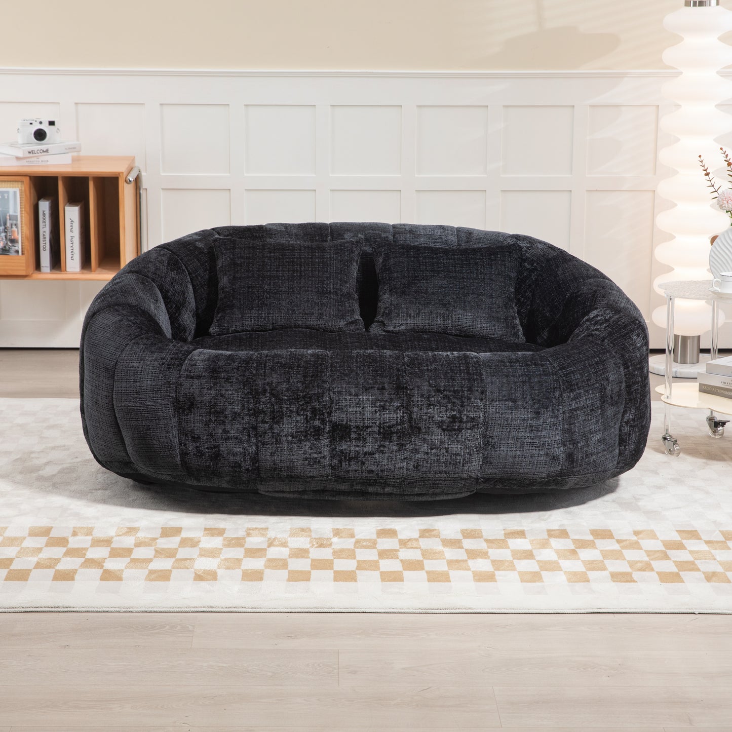 Bean Bag sofa Lazy Sofa Durable Comfort Lounger High Back Bean Bag Chair Couch for Adults and Kids, Indoor & Outdoor, Accent Floor Soft Lounge Chair (Black chenille)