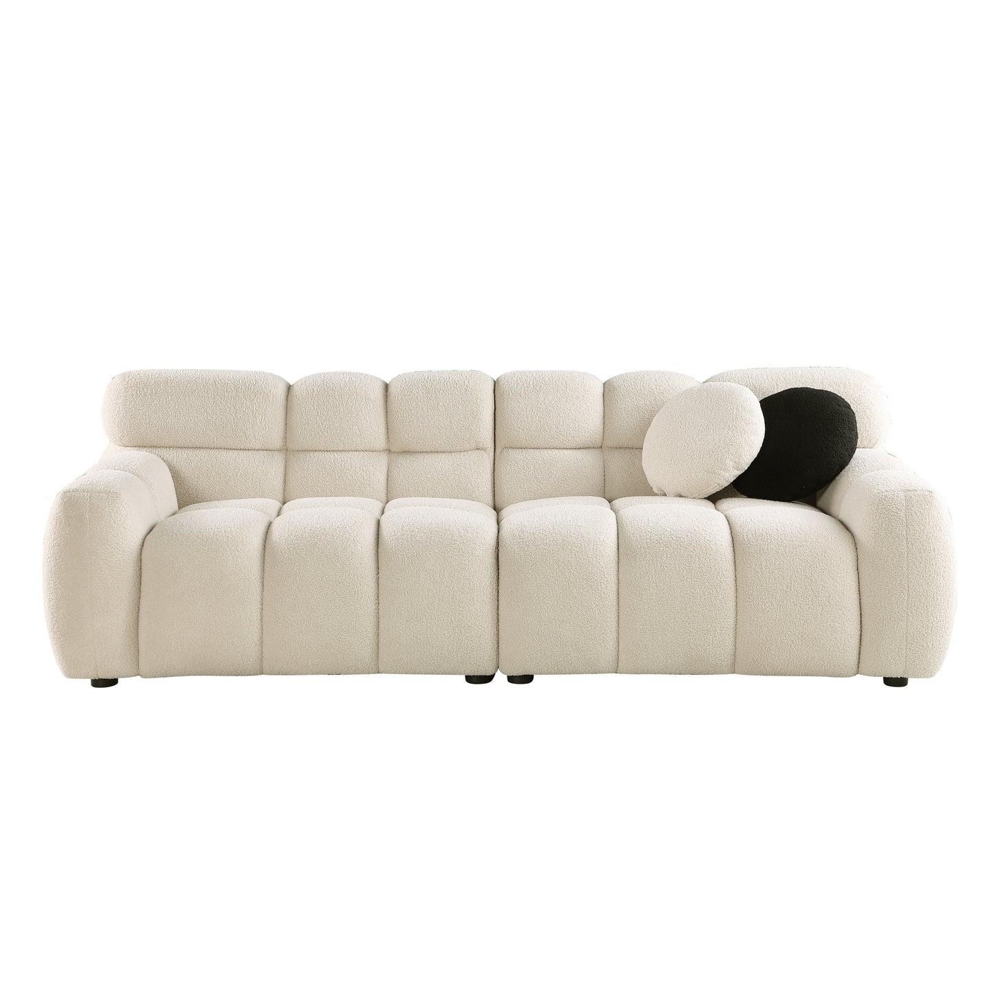 87.4 length,35.83" deepth,human body structure for USA people, marshmallow sofa,boucle sofa,3 seater, BEIGE BOUCLE