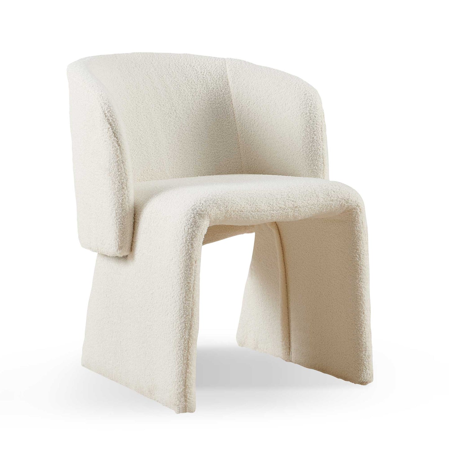 Modern Dining Chair Accent Chair White Single Sofa Chair,Upholstered Side Chair Teddy Comfy Chair for Dining Room/Bedroom/Living Room/Reception-Off White-1PC