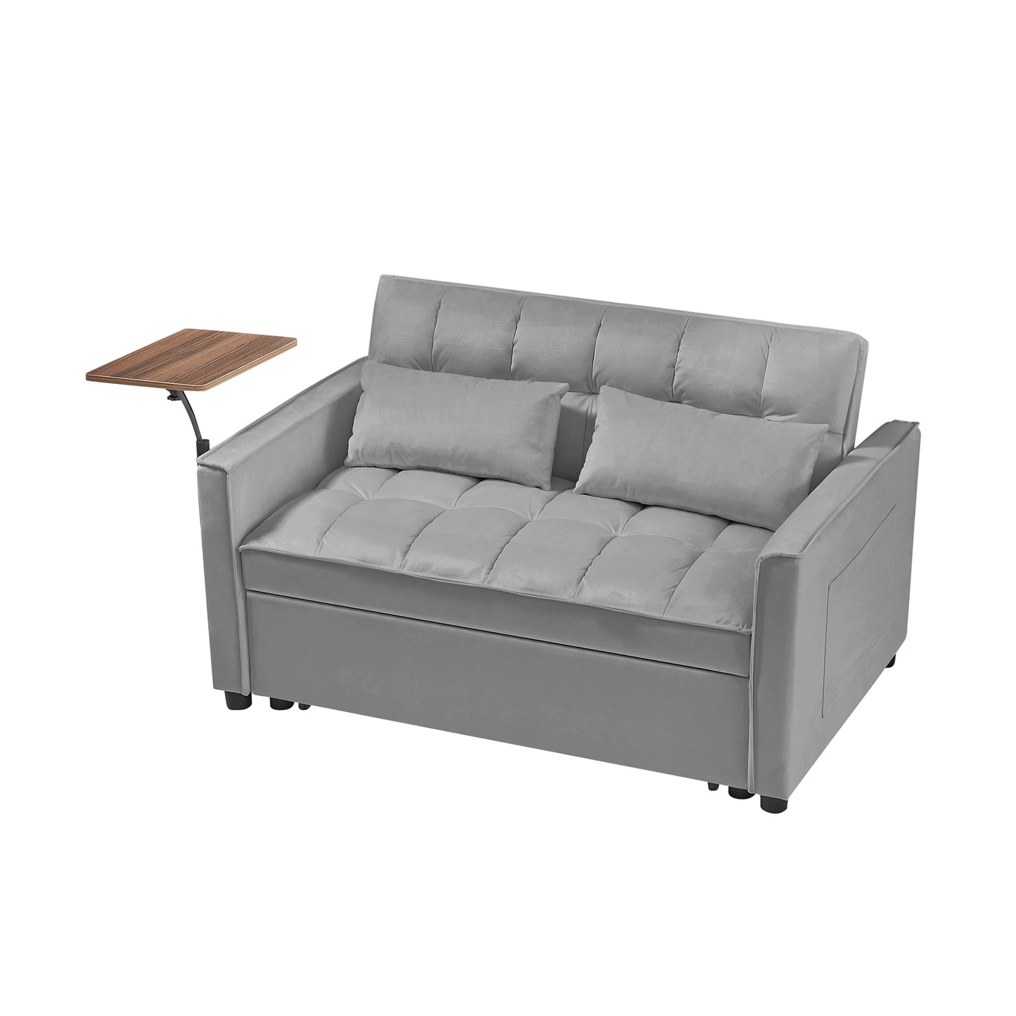 Grey Velvet Loveseat Sofa Bed