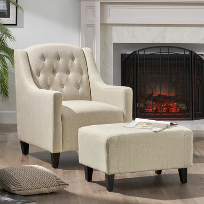 Upholstered Armchair with Ottoman