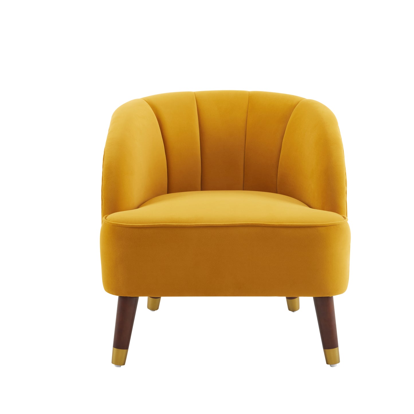 Upholstered Barrel Accent Chair With Wooden Legs