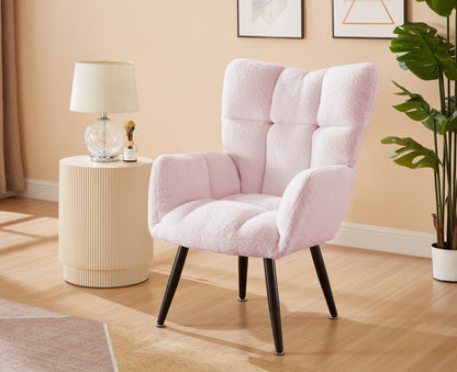 Modern Single Sofa Armchair with High Backrest Comfy Reading Chair for Small Spaces/Living Room/Bedroom/Apartment (COLOR:PINK)