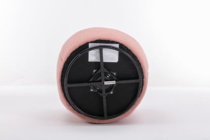 Teddy Fabric Swivel Accent Armchair Barrel Chair With Black Powder Coating Metal Ring,Light Pink