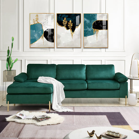 Velvet Sectional Sofa with Chaise