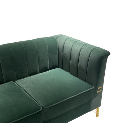 82.67'' W Velvet Sofa, Mid-Century Sofa Furniture Chesterfield Couch for Living Room (Sofa, Green)