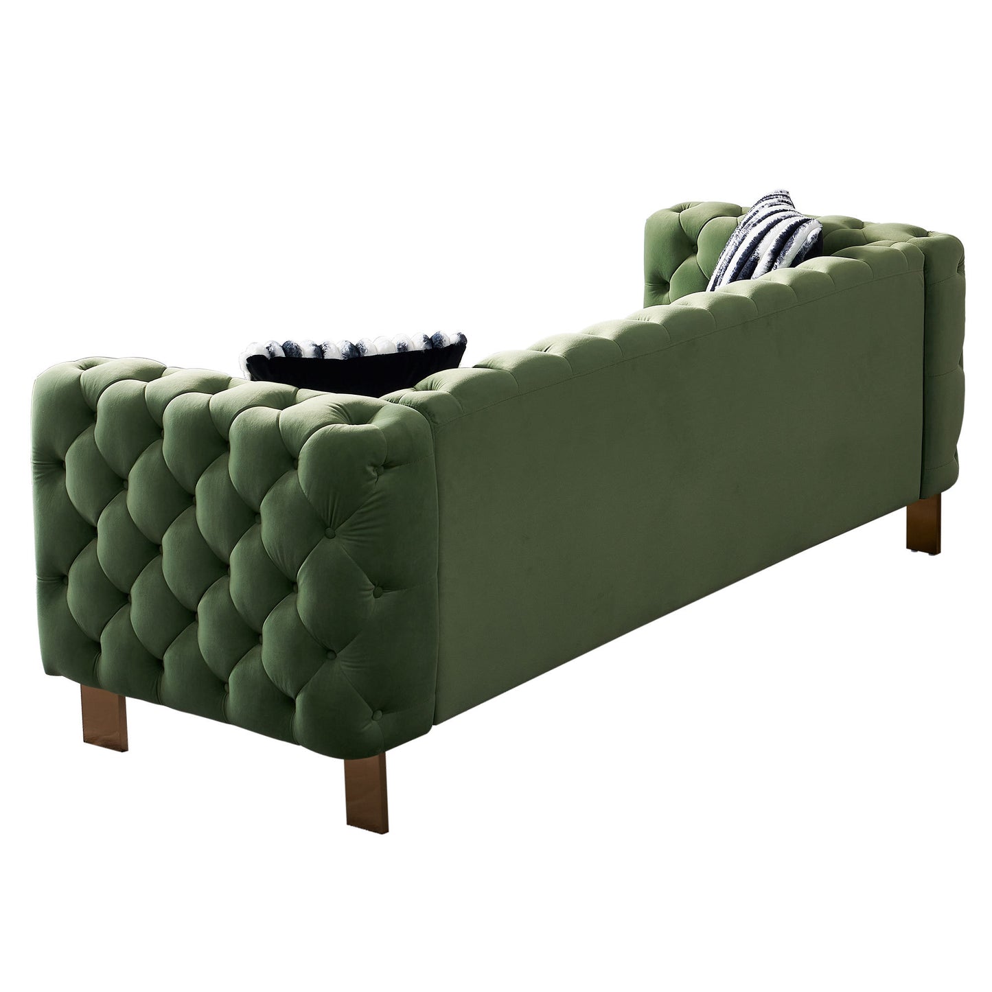 Modern Tufted Velvet Living Room Sofa, 84.25''W Couch,Mint Green