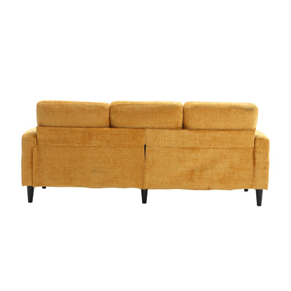 Sofa for three, solid wood frame, Chenille fabric, side pocket, with two cup holders, footstool with storagestorage sofa /Living room sofa cozy sectional sofa