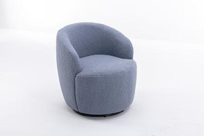 Teddy Fabric Swivel Accent Armchair Barrel Chair With Black Powder Coating Metal Ring,Light Blue