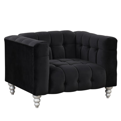 42" Modern Sofa Dutch Fluff Upholstered sofa with solid wood legs, buttoned tufted backrest,