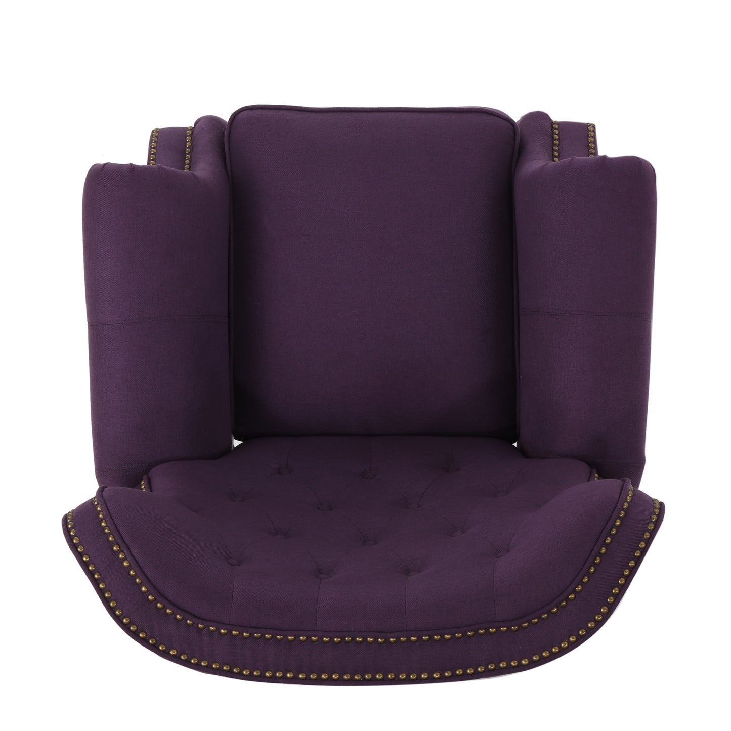 Accented Push Back Recliner Chair with Rolled Arms in Plum, Enjoy Cocooning Comfort