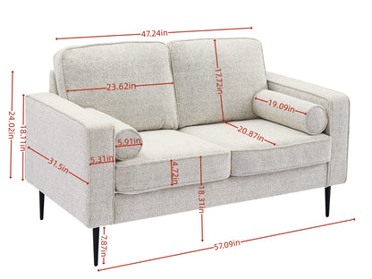 Living Room Upholstered Sofa with high-tech Fabric Surface/ Chesterfield Tufted Fabric Sofa Couch, Large-White.