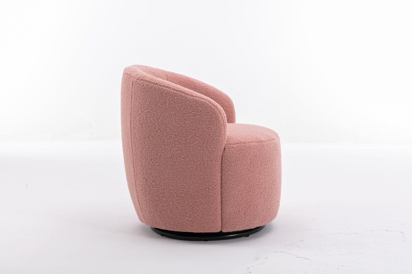 Teddy Fabric Swivel Accent Armchair Barrel Chair With Black Powder Coating Metal Ring,Light Pink