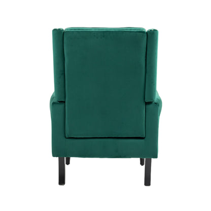 Wood Frame Armchair, Modern Accent Chair Lounge Chair with Sturdy Wood Legs for Living Room Bedroom(Green)