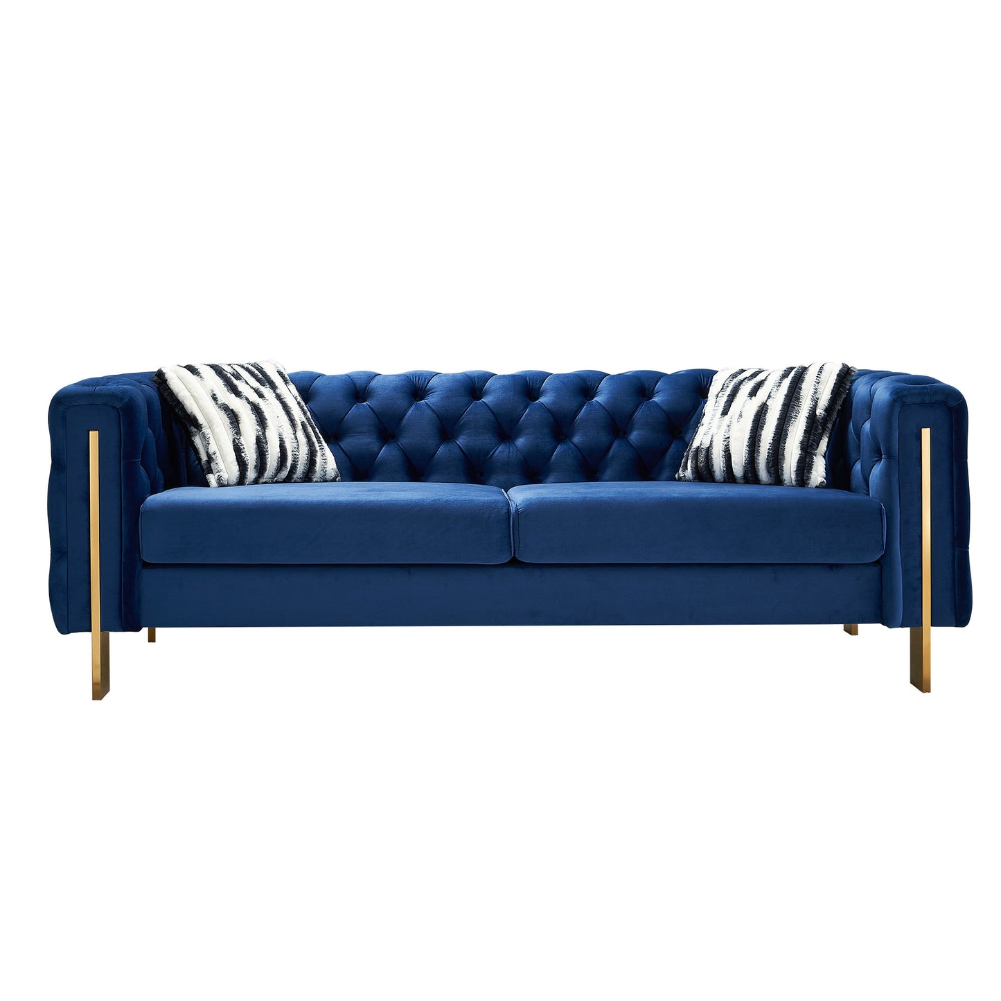 Modern Tufted Velvet Living Room Sofa, 84.25''W Couch,Blue