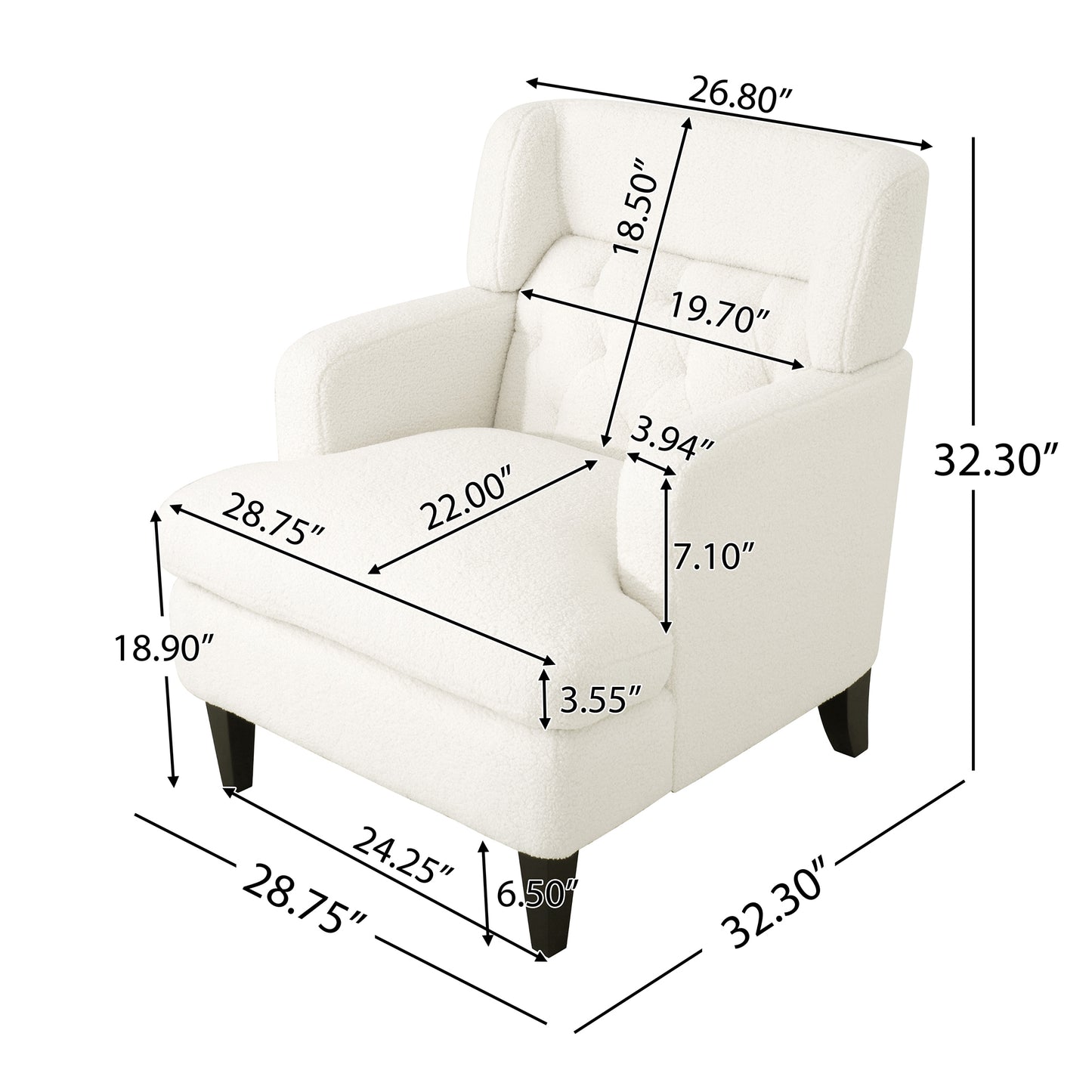 Upholstered Accent Chair Tufted Armchair for Living Room and Bedroom, Beige