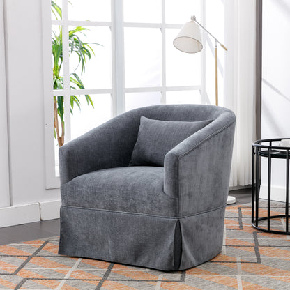 360-degree Swivel Accent Armchair Linen Blend Grey