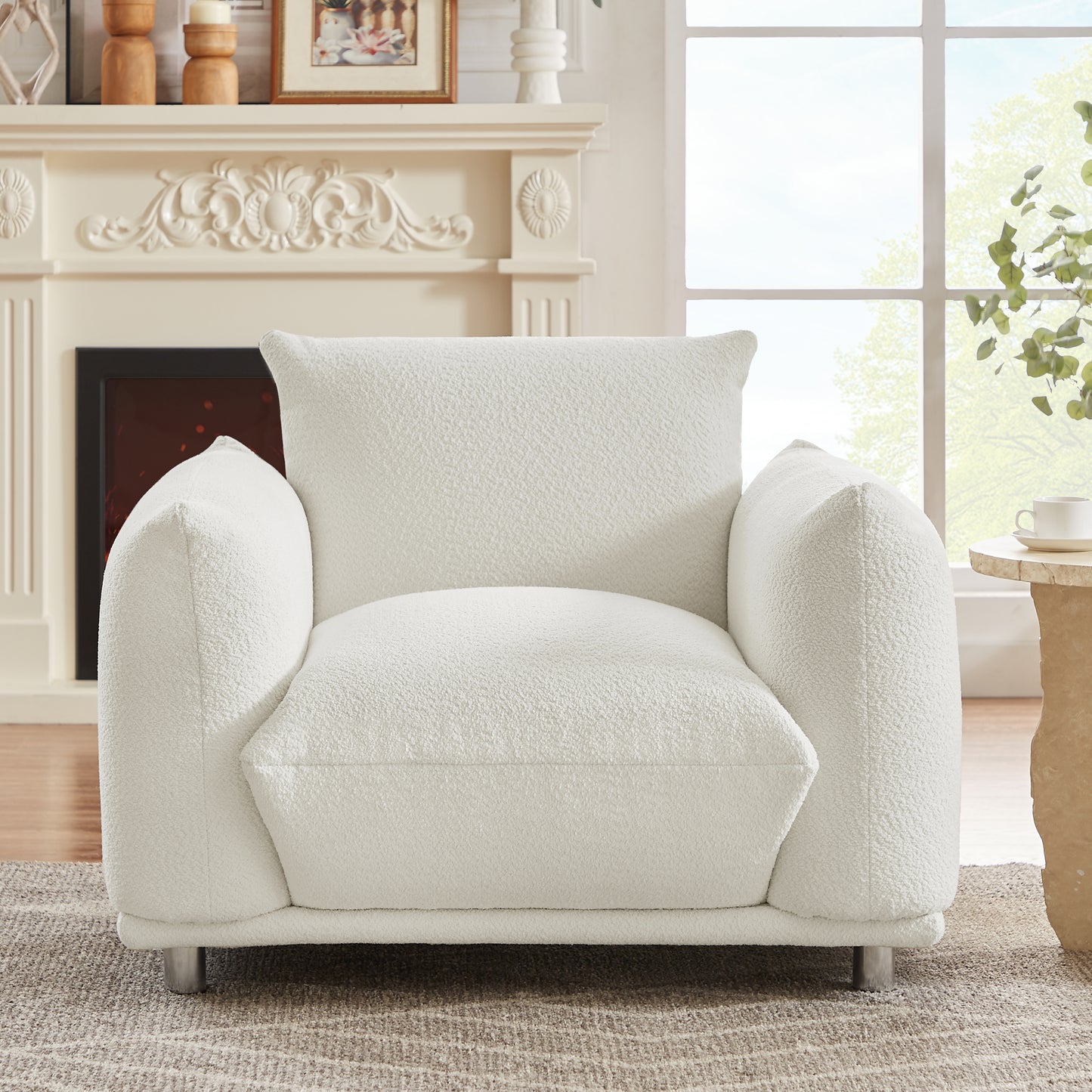 Accent Chair Single Sofa 42"W Accent Chair for Bedroom Living room Apartment, White