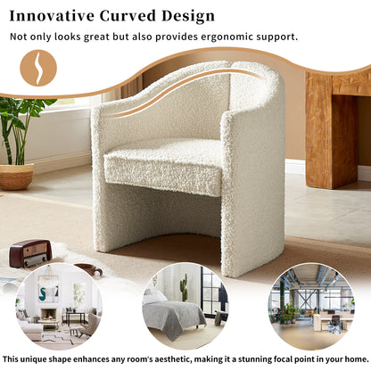 Stylish Curved Design, Comforting Embrace, Versatile Aesthetic, Dual Purpose Decorative Accent Chair, for Living room,Bedroom and study