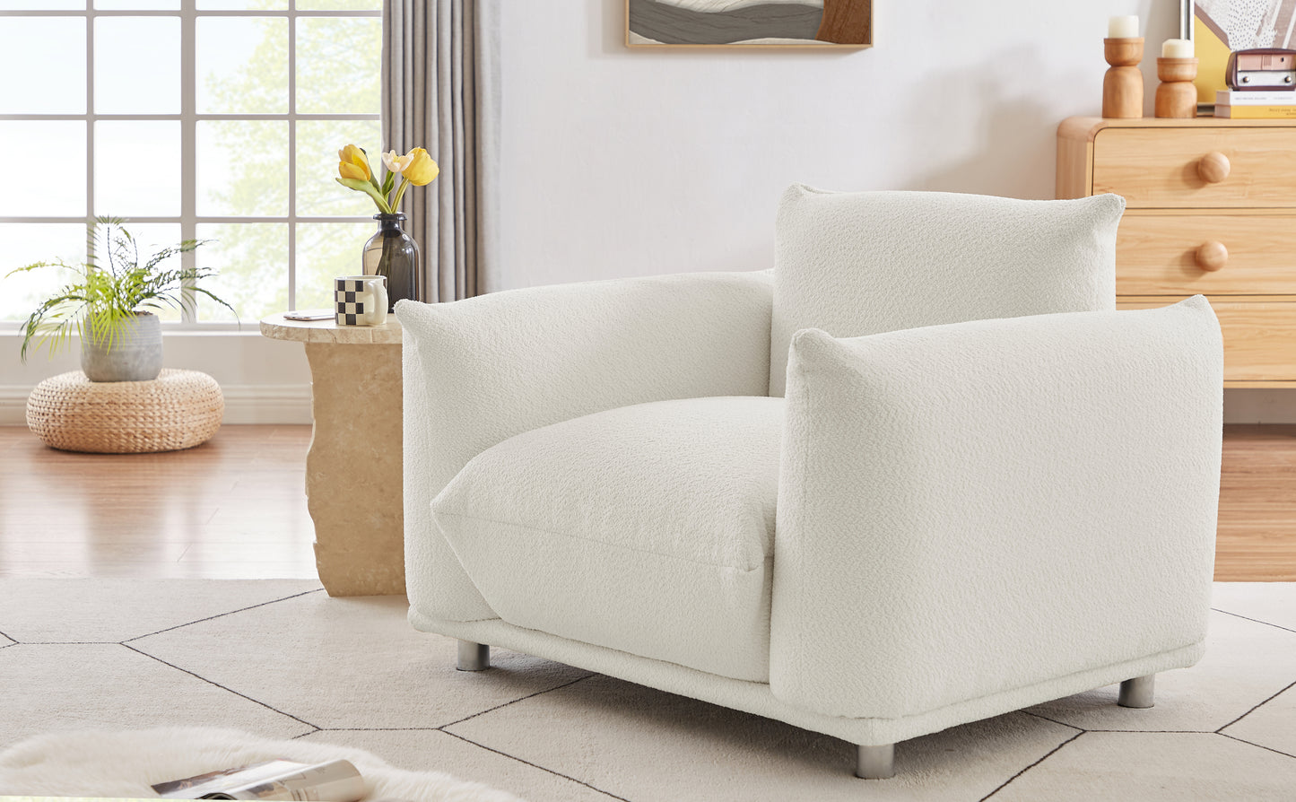 Accent Chair Single Sofa 42"W Accent Chair for Bedroom Living room Apartment, White