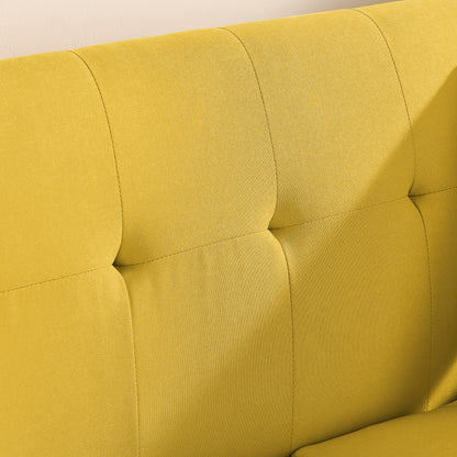 Loveseat Sofa, Mid Century Modern Decor Love Seat Couches for Living Room, Button Tufted Upholstered Small Couch for Bedroom, Solid and Easy to Install Love Seats Furniture, Yellow