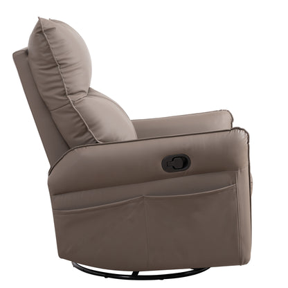 Rocking Recliner Chair,360 Degree Swivel Nursery Rocking Chair,Glider Chair,Modern Small Rocking Swivel Recliner Chair for Bedroom,Living Room Chair Home Theater Seat,Side Pocket(Brown)