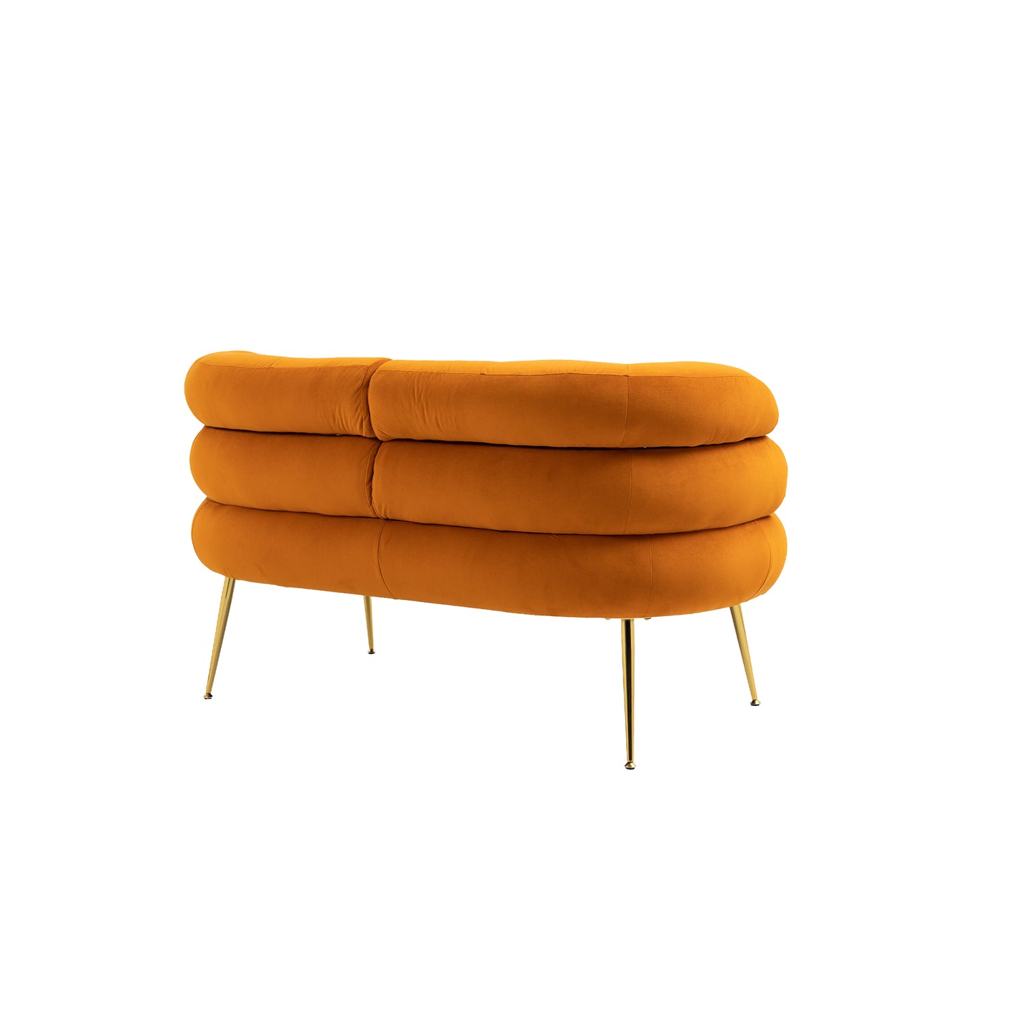 Small Loveseat Sofa, Upholstered Mini Couch with Curved Backrest with Stylish Golden Decor, Small Comfy Love Seat Leisure Accent Couch for Living Room, Bedroom, Office