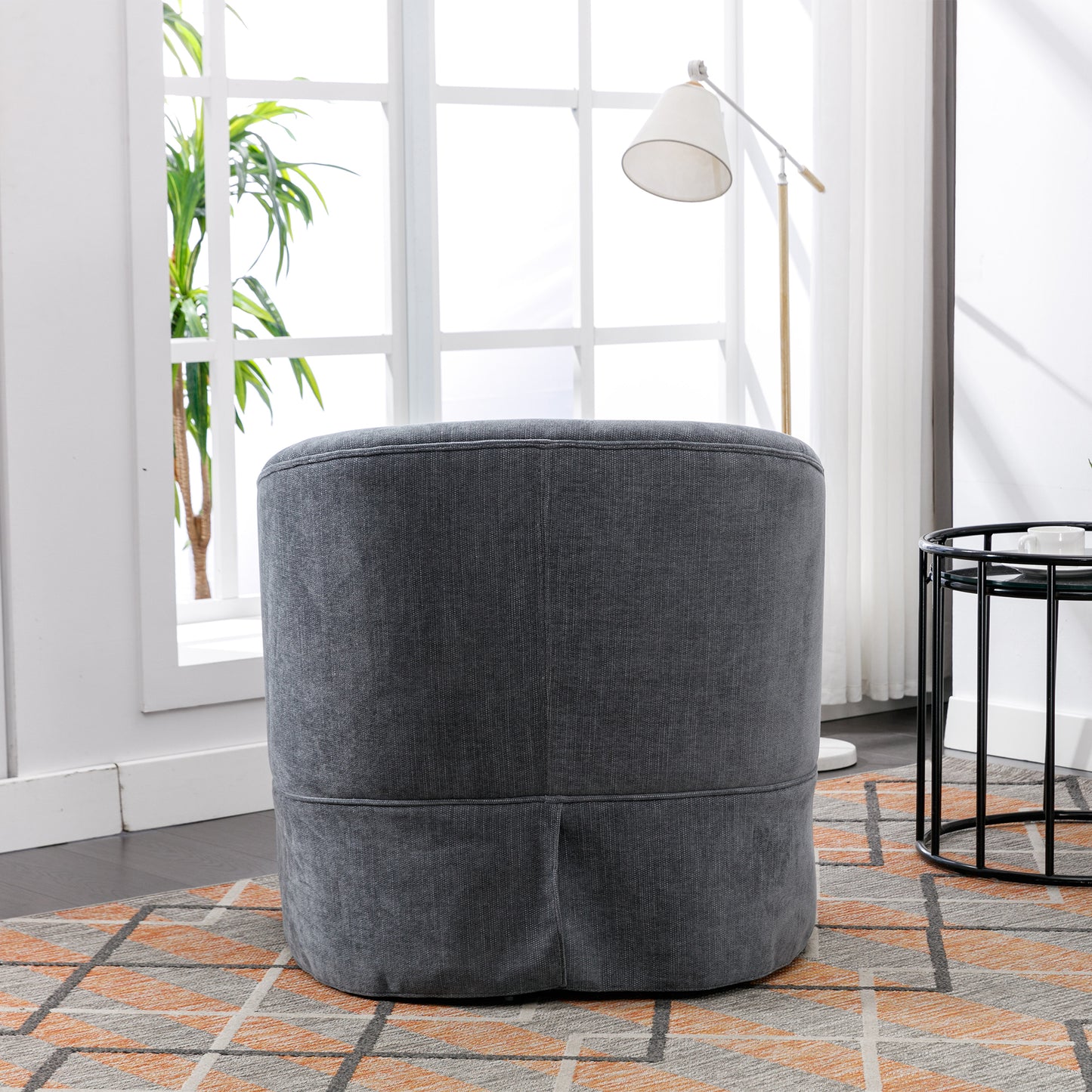 360-degree Swivel Accent Armchair Linen Blend Grey