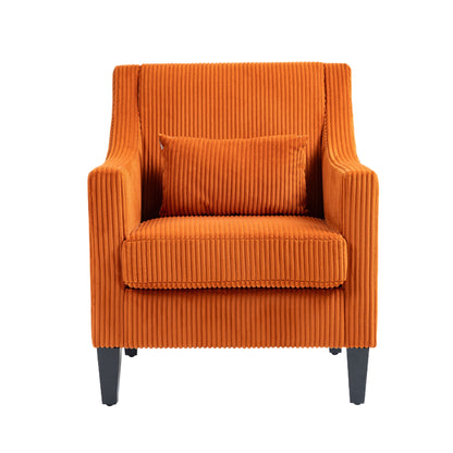 Modern Accent Chair,Upholstered Armchair with Scooped Arms for Bedroom,Apartment,Studio,Office,Waiting Room(Orange Corduroy)