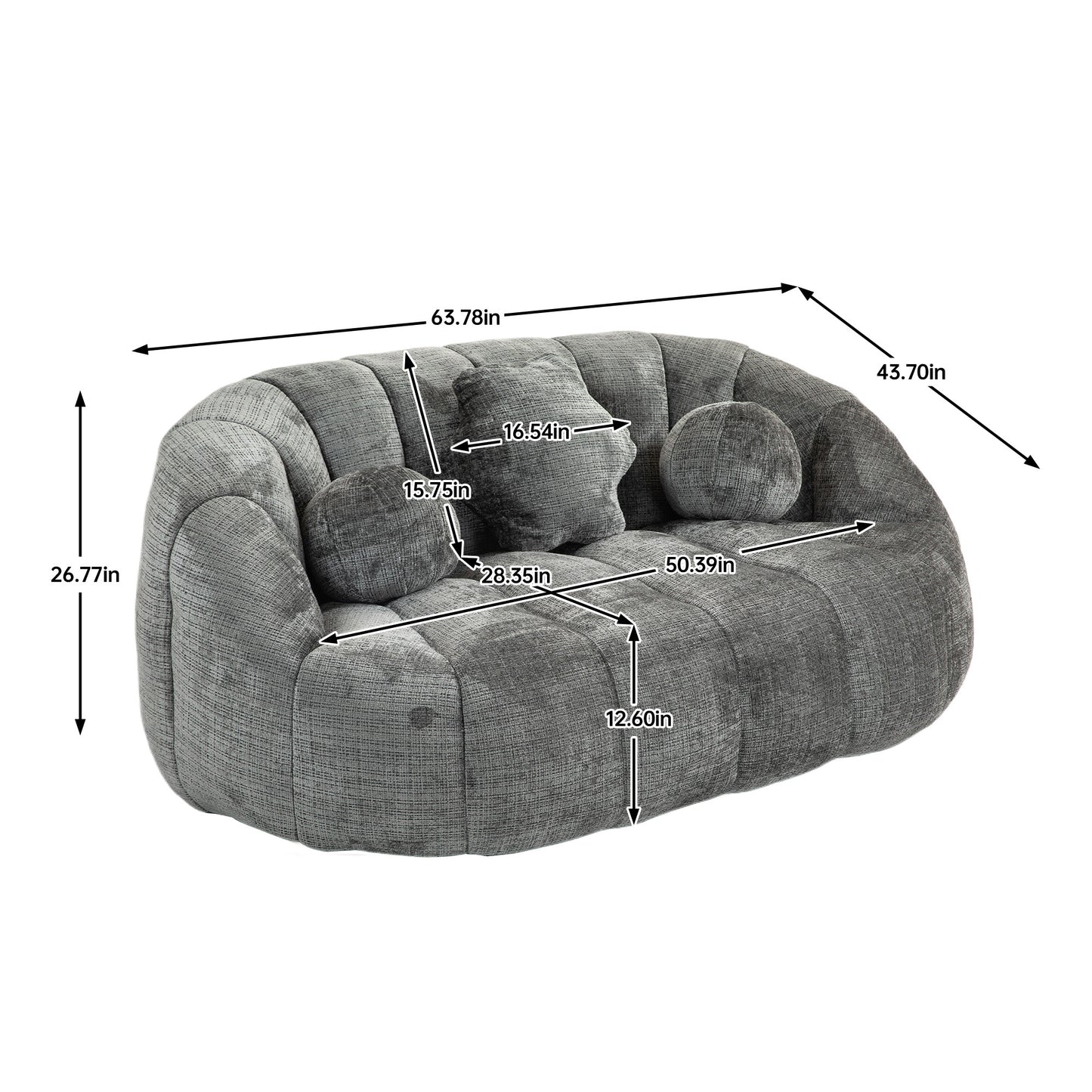 Bean Bag sofa Lazy Sofa Durable Comfort Lounger High Back Bean Bag Chair Couch for Adults and Kids, Indoor & Outdoor, Accent Floor Soft Lounge Chair (Gray chenille)