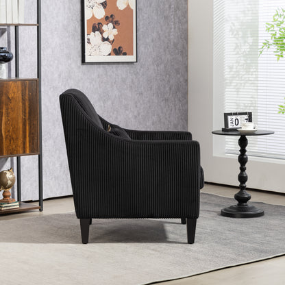 Modern Accent Chair,Upholstered Armchair with Scooped Arms for Bedroom,Apartment,Studio,Office,Waiting Room(Black Corduroy)