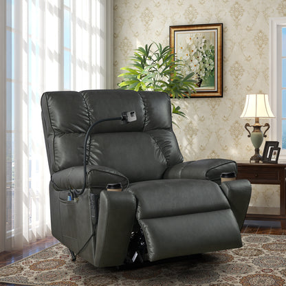 Recliner Chair with Phone Holder,Electric Power Lift Recliner Chair with 2 Motors Massage and Heat for Elderly, 3 Positions, 2 Side Pockets, Cup Holders